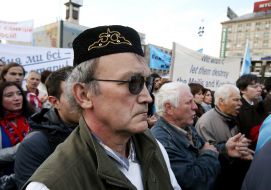 Member of mourning rally