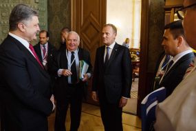 Donald Tusk, Joseph Daul and Petr Poroshenko