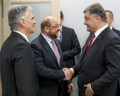 Werner Faymann, Martin Schulz, and Petr Poroshenko