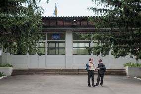Children outside the school building