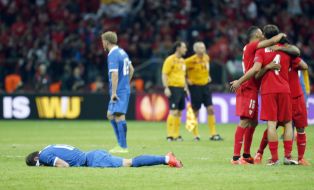 Soccer. FC Sevilla, FC Dnipro players