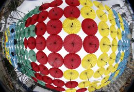 Multi-colored umbrellas