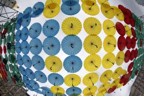 Multi-colored umbrellas