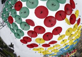Multi-colored umbrellas