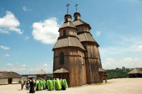 Priests near the Church of the Holy Virgin