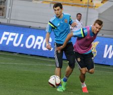Taras Stepanenko and Andrey Yarmolenko