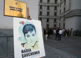 Poster depicting Nadezhda Savchenko