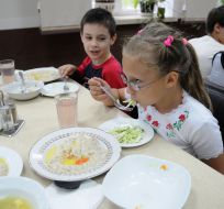 Children in the dining room
