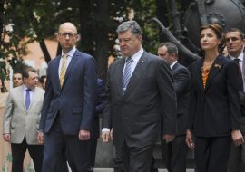 Arseniy Yatsenyuk, Petro Poroshenko and Marina Poroshenko