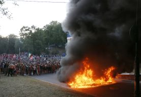 Participants of the meeting burned tires near the stadium "Dynamo"