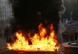 Participants of the meeting burned tires near the stadium "Dynamo"