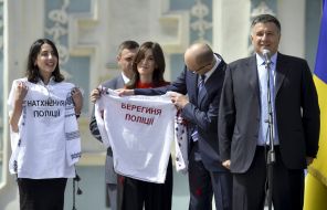 Arseniy Yatsenyuk, Khatia Dekanoidze, Arsen Avakov and Eka Zguladze