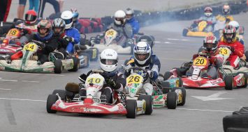 Participants of competition on carting