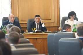 Andriy Parubiy, Vladimir Groisman and Oksana Syroyid