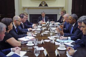Meeting of Arseniy Yatsenyuk with Barack Obama and Joe Biden