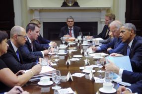 Meeting of Arseniy Yatsenyuk with Barack Obama and Joe Biden