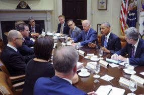 Meeting of Arseniy Yatsenyuk with Barack Obama and Joe Biden
