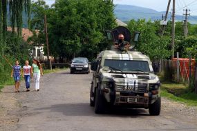 Soldiers of the National Guard patrolling the streets