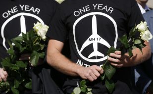 Laying flowers at the Netherlands Embassy