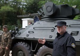 Oleksandr Turchynov on armored plant
