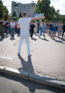 Participants in the rally against the regional authorities