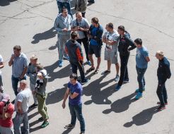 Unknown in sportswear during a rally