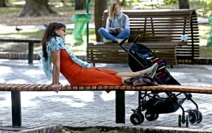 People sitting on a bench