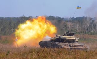 The tank on military training ground