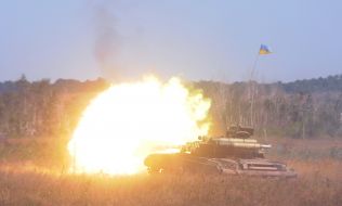 The tank on military training ground