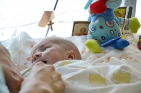 Newborn on respirator