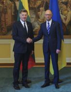 Arseniy Yatsenyuk and Algirdas Butkevicius