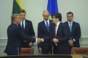 Andrey Pivovarsky, Arseniy Yatsenyuk and Algirdas Butkevicius