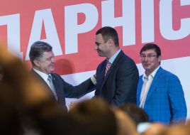 Petr Poroshenko, Vitaliy Klichko and Yuriy Lutsenko