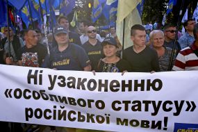 Activists of the "Svoboda" during a protest