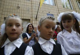 Knowledge Day at school in Krasnogorovka