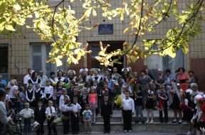 Knowledge Day at school in Krasnogorovka