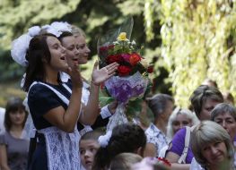 Knowledge Day at school in Krasnogorovka