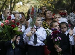 Knowledge Day at school in Krasnogorovka