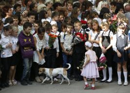 Knowledge Day at school in Krasnogorovka