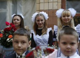Knowledge Day at school in Krasnogorovka