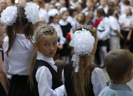 Knowledge Day at school in Krasnogorovka