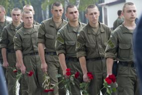 Farewell ceremony with soldiers