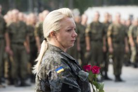 Farewell ceremony with soldiers