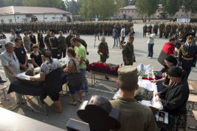 Farewell ceremony with soldiers