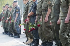 Farewell ceremony with soldiers