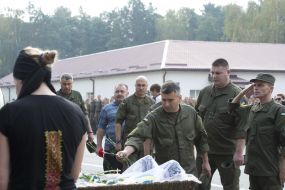 Farewell ceremony with soldiers