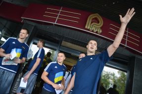 Players of the national team of Ukraine on basketball