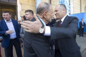 Yuriy Lutsenko, Javier Solana and Viktor Pinchuk