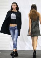 The models demonstrate clothes