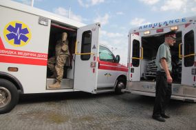 The handover ceremony ambulances